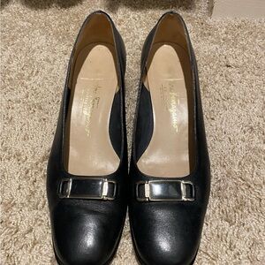 2 pair of Ferragamo navy low heels